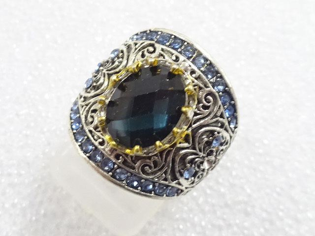 JAPANESE KIMONO / ANTIQUE COLORED STONE RING (SIZE 12)